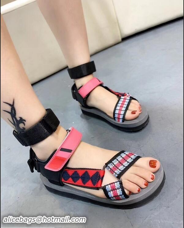 Wholesale Prada Multicolor Embroidered Flat Sandals P94801 2019