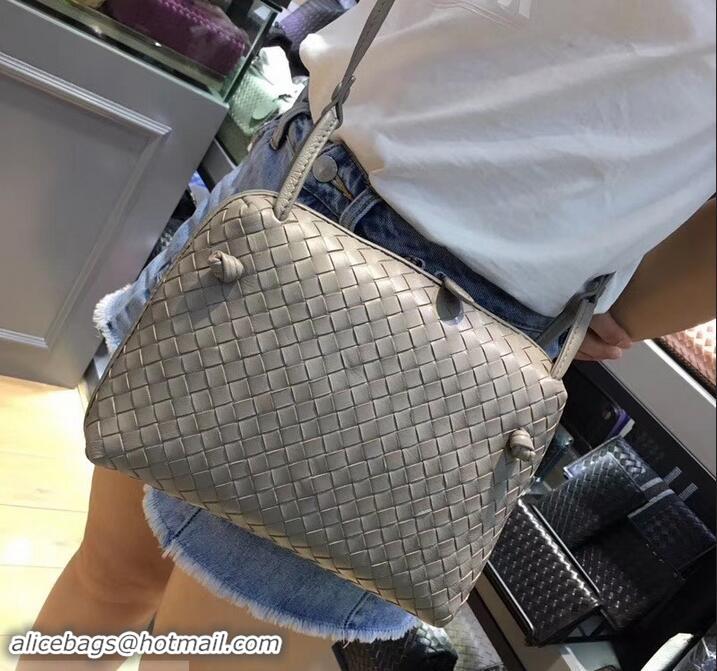 Good Quality Bottega Veneta Intrecciato Nappa Leather Nodini Cross-body Bag 612011 Light Gray 2019