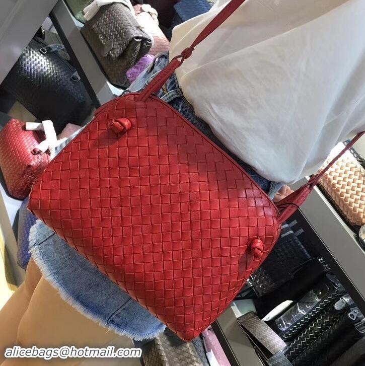 New Design Bottega Veneta Intrecciato Nappa Leather Nodini Cross-body Bag 612011 Red 2019