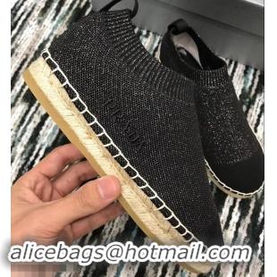 Cheapest Prada Sock-style Knitted Espadrilles P94901 Black 2019