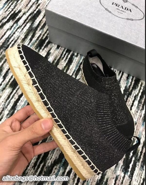 Cheapest Prada Sock-style Knitted Espadrilles P94901 Black 2019