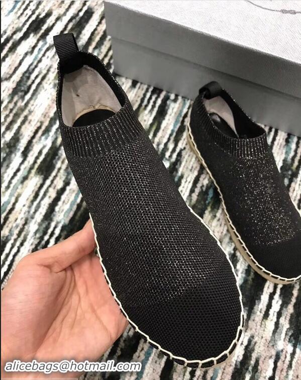 Cheapest Prada Sock-style Knitted Espadrilles P94901 Black 2019