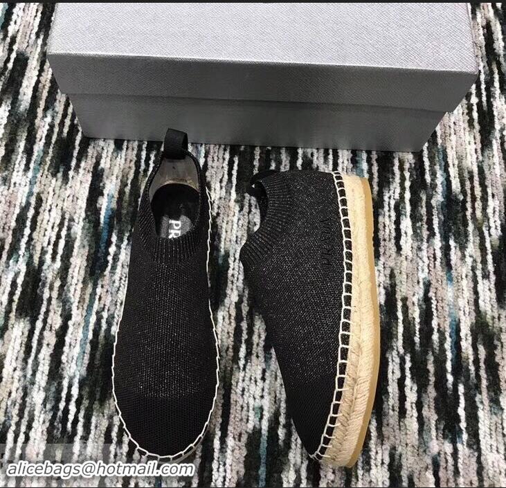 Cheapest Prada Sock-style Knitted Espadrilles P94901 Black 2019