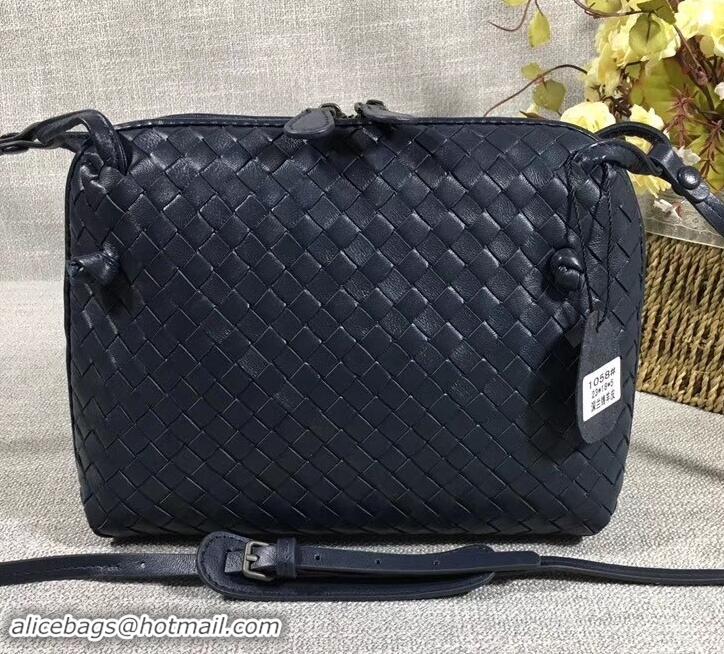 Low Price Bottega Veneta Intrecciato Nappa Leather Nodini Cross-body Bag 612011 Navy Blue 2019