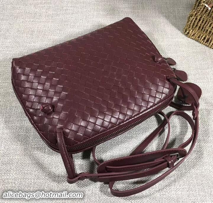 Elegant Bottega Veneta Intrecciato Nappa Leather Nodini Cross-body Bag 612011 Burgundy 2019