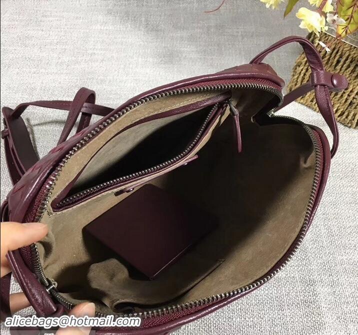 Elegant Bottega Veneta Intrecciato Nappa Leather Nodini Cross-body Bag 612011 Burgundy 2019