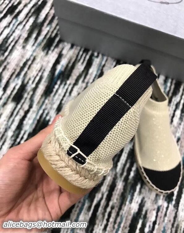 Buy Cheap Prada Sock-style Knitted Espadrilles P94901 Beige 2019