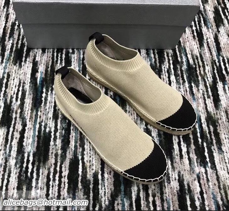 Buy Cheap Prada Sock-style Knitted Espadrilles P94901 Beige 2019