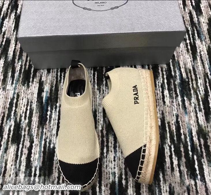 Buy Cheap Prada Sock-style Knitted Espadrilles P94901 Beige 2019