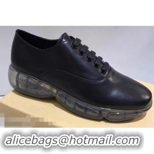 Particularly Recommended Prada Leather Oxford Shoes With Rubber Sole P96610 Black 2019