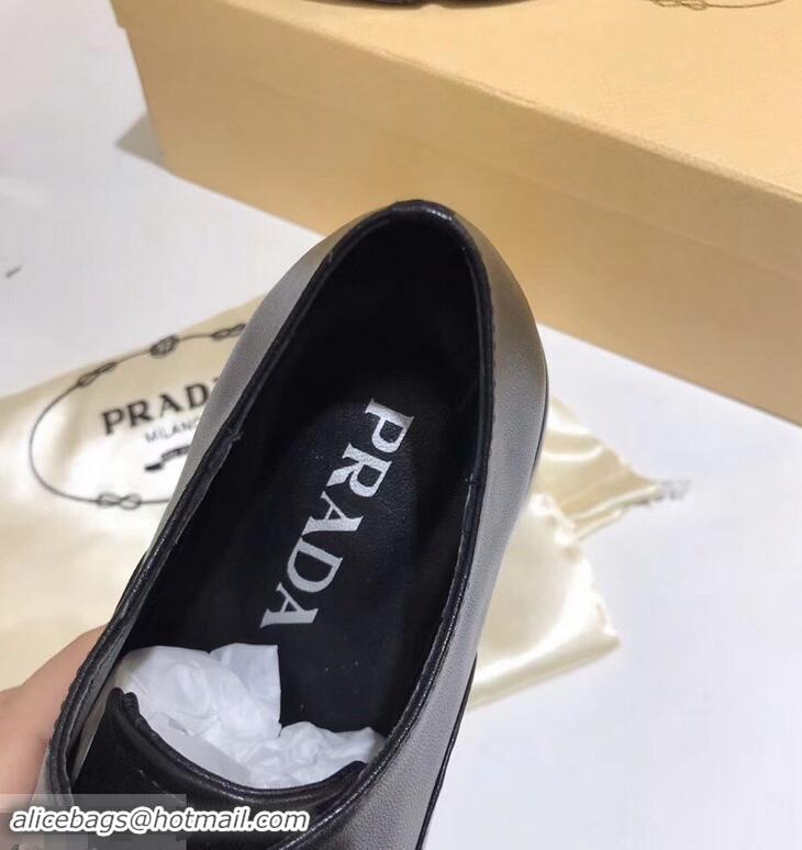 Particularly Recommended Prada Leather Oxford Shoes With Rubber Sole P96610 Black 2019