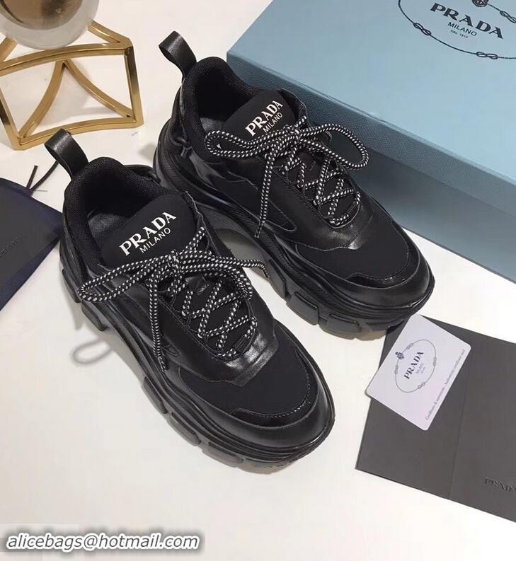 Shop Cheap Prada Platform Sneakers With Rubber Sole P96612 Black 2019