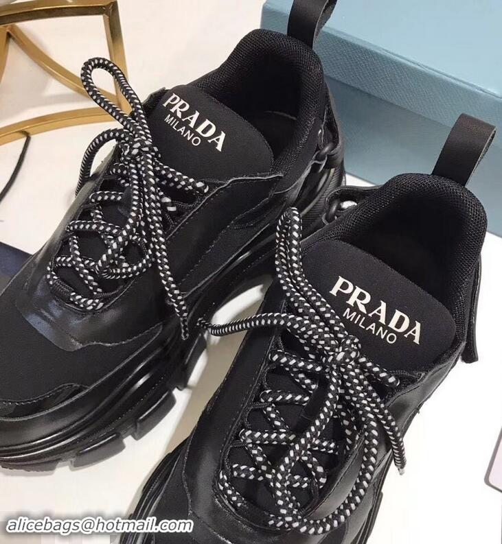 Shop Cheap Prada Platform Sneakers With Rubber Sole P96612 Black 2019