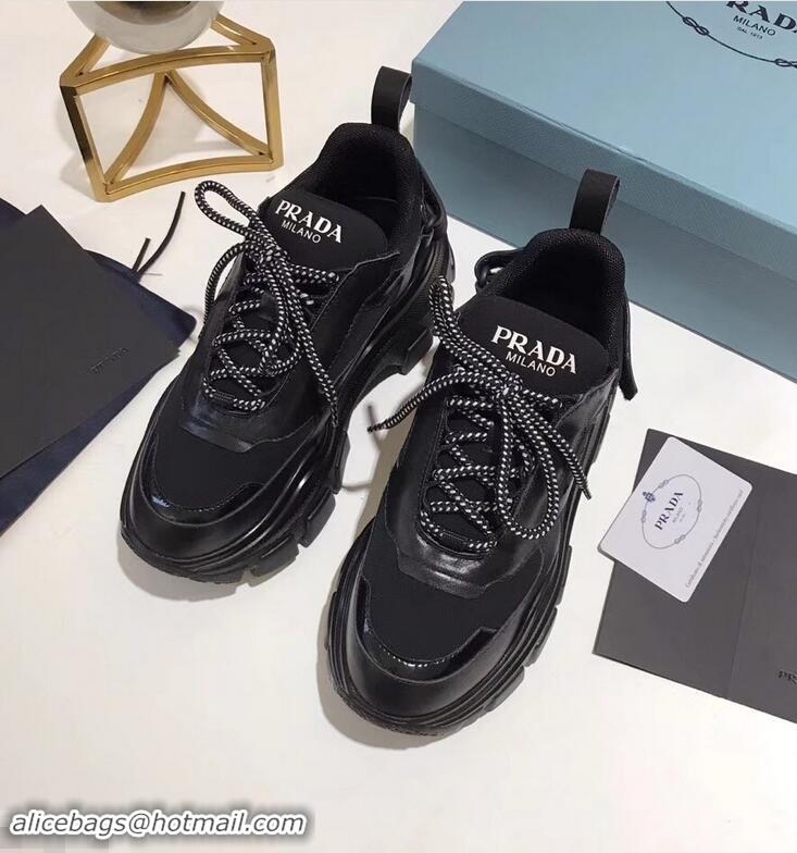 Shop Cheap Prada Platform Sneakers With Rubber Sole P96612 Black 2019