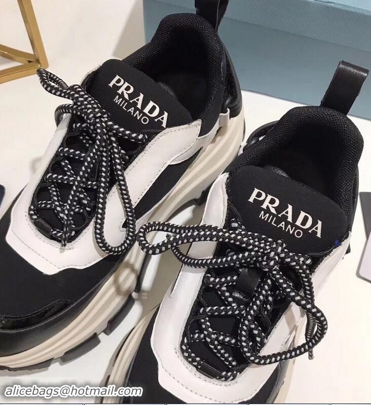 Buy New Prada Platform Sneakers With Rubber Sole P96612 Black/Creamy 2019