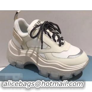 Shop Cheap Prada Platform Sneakers With Rubber Sole P96612 Creamy 2019