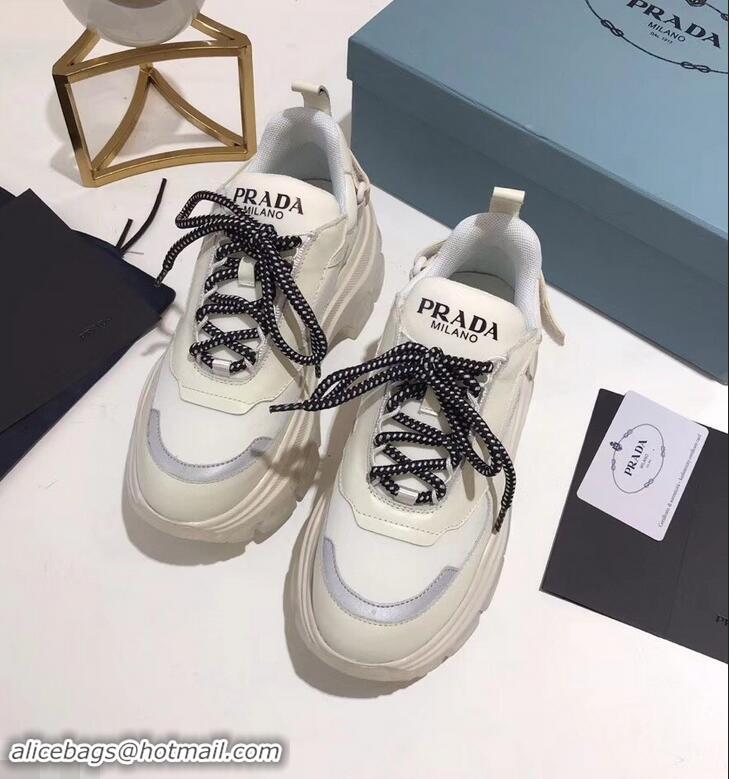 Shop Cheap Prada Platform Sneakers With Rubber Sole P96612 Creamy 2019