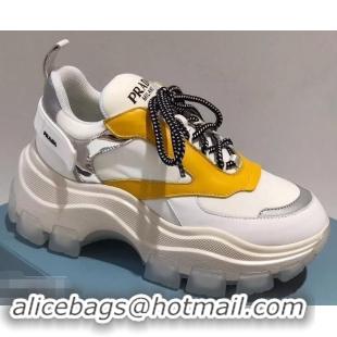 Sumptuous Prada Platform Sneakers With Rubber Sole P96612 Creamy/Yellow 2019