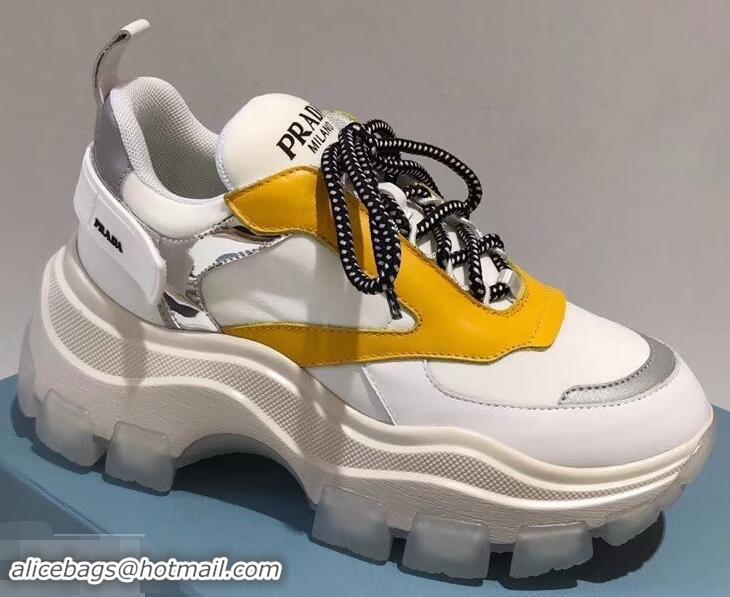 Sumptuous Prada Platform Sneakers With Rubber Sole P96612 Creamy/Yellow 2019