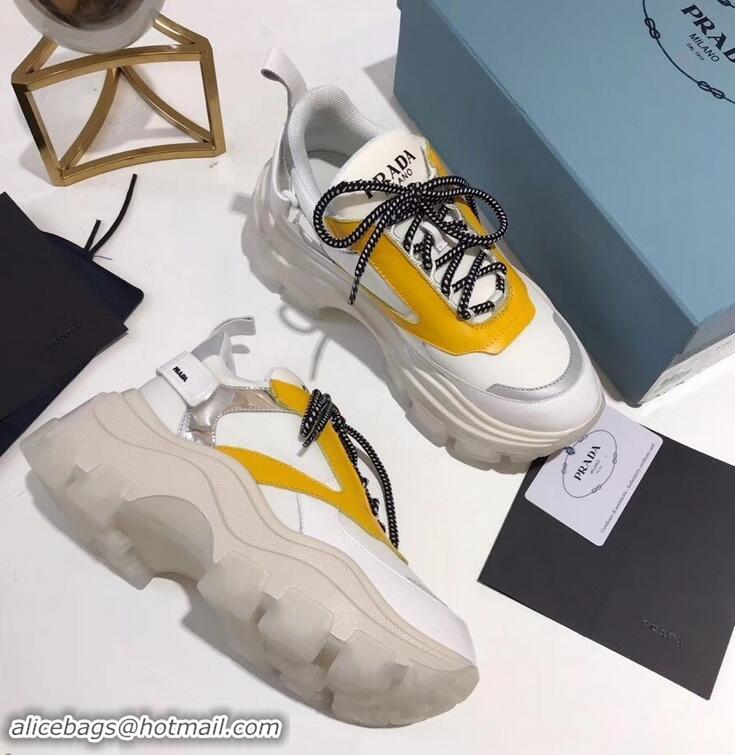 Sumptuous Prada Platform Sneakers With Rubber Sole P96612 Creamy/Yellow 2019