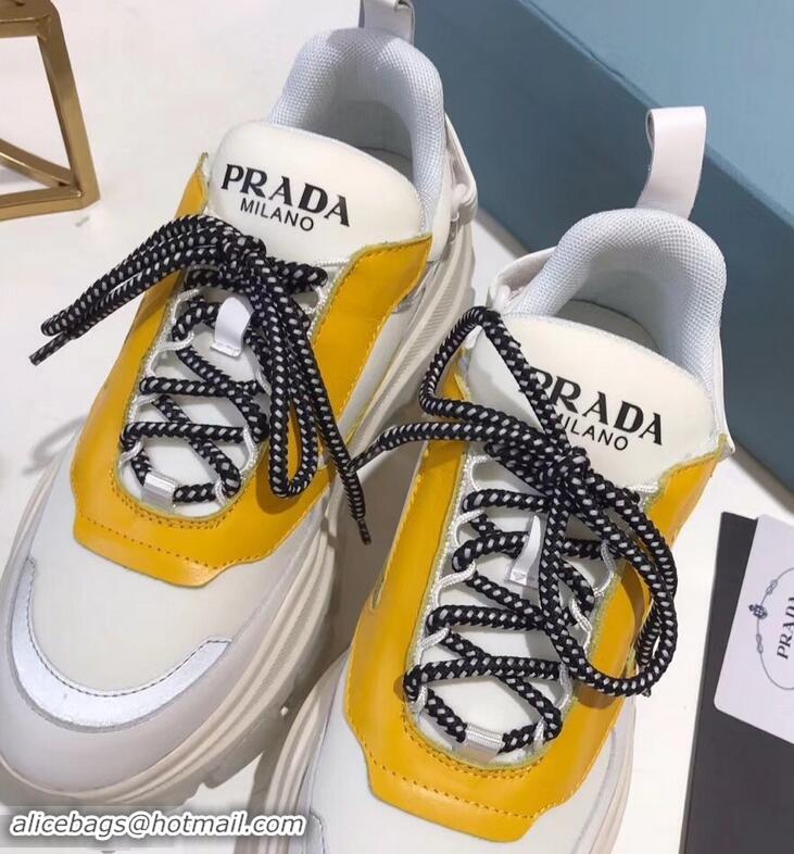 Sumptuous Prada Platform Sneakers With Rubber Sole P96612 Creamy/Yellow 2019