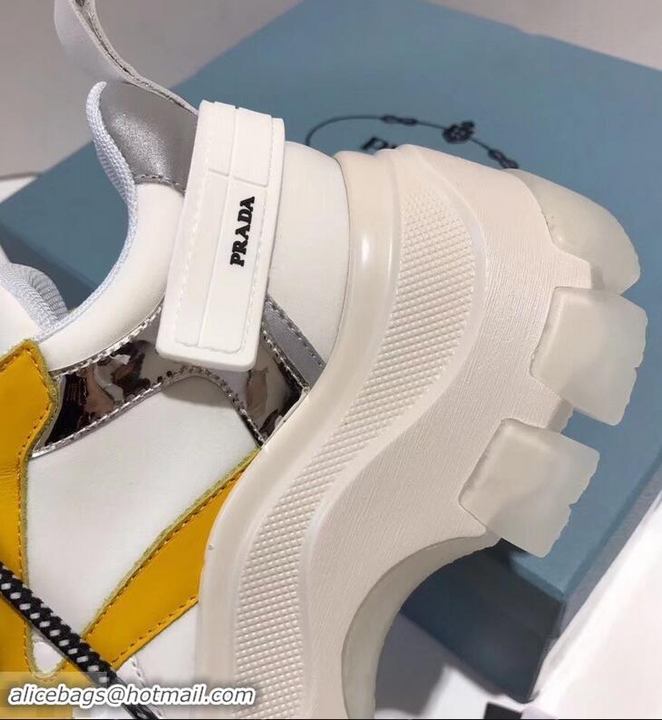 Sumptuous Prada Platform Sneakers With Rubber Sole P96612 Creamy/Yellow 2019