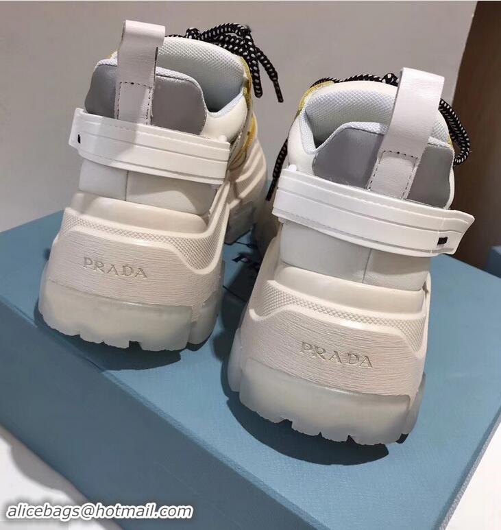 Sumptuous Prada Platform Sneakers With Rubber Sole P96612 Creamy/Yellow 2019