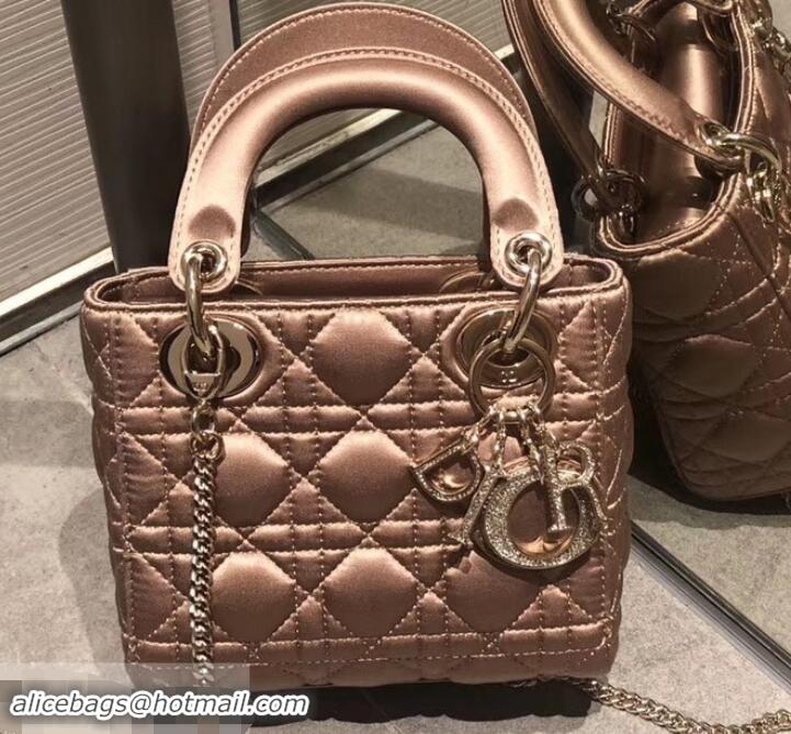 Good Looking Lady Dior Mini Bag in Cannage with Chain Velvet 612015 Pink Gold/Crystal 2019