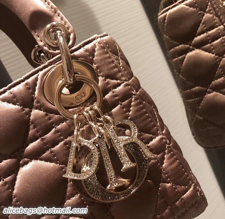 Good Looking Lady Dior Mini Bag in Cannage with Chain Velvet 612015 Pink Gold/Crystal 2019