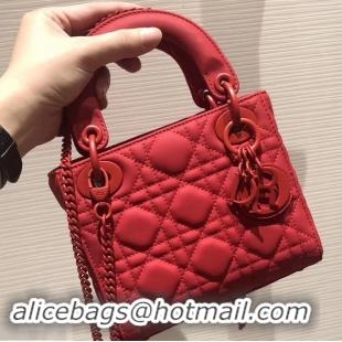 Best Product Lady Dior Mini Bag in Cannage with Chain 612015 All Red