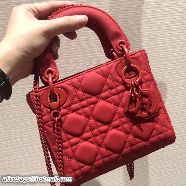 Best Product Lady Dior Mini Bag in Cannage with Chain 612015 All Red