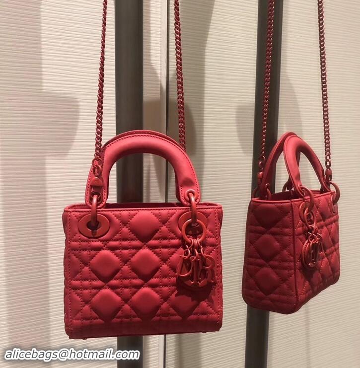 Best Product Lady Dior Mini Bag in Cannage with Chain 612015 All Red