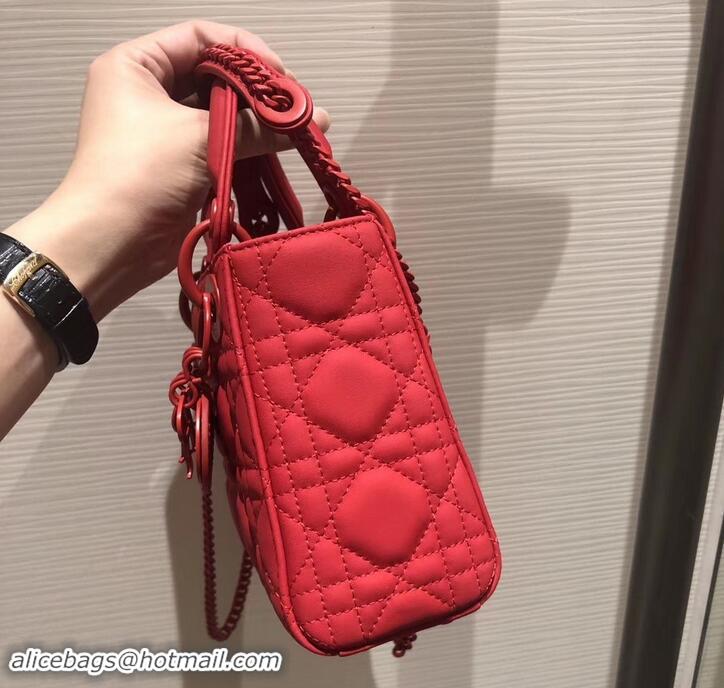 Best Product Lady Dior Mini Bag in Cannage with Chain 612015 All Red