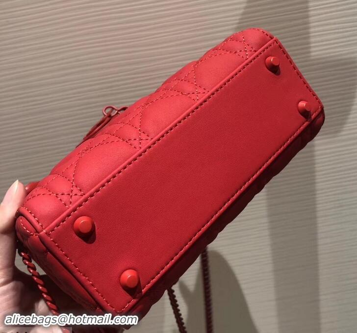 Best Product Lady Dior Mini Bag in Cannage with Chain 612015 All Red