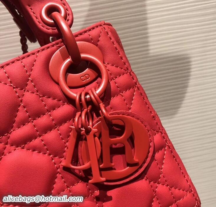 Best Product Lady Dior Mini Bag in Cannage with Chain 612015 All Red