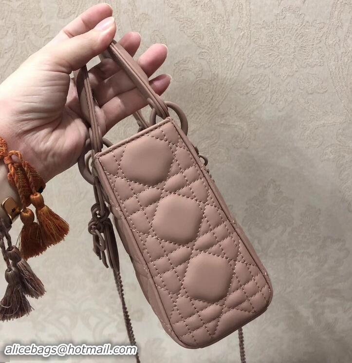 Good Quality Lady Dior Mini Bag in Cannage with Chain 612015 All Nude Pink