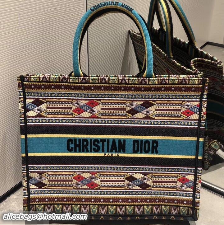 Popular Style Dior Book Tote Bag In Embroidered Canvas 612018 Turquoise 2019