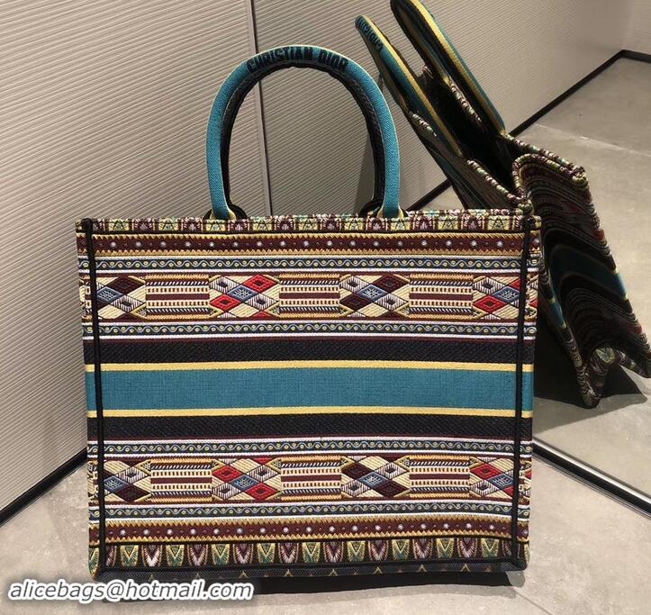 Popular Style Dior Book Tote Bag In Embroidered Canvas 612018 Turquoise 2019