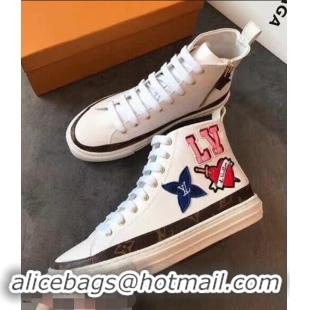 Hot Sell Louis Vuitton Digital Exclusive LV White Heart Sneaker Boots 1A4MZB 2018