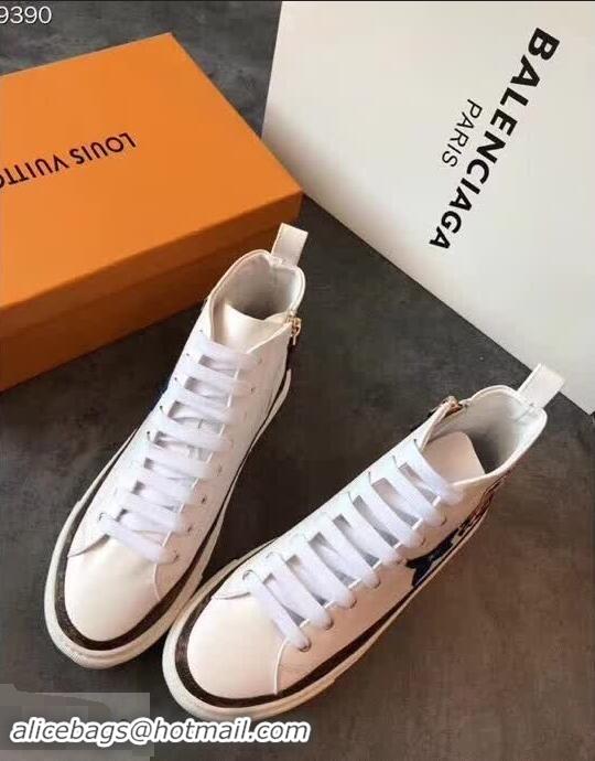 Hot Sell Louis Vuitton Digital Exclusive LV White Heart Sneaker Boots 1A4MZB 2018