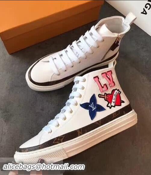 Hot Sell Louis Vuitton Digital Exclusive LV White Heart Sneaker Boots 1A4MZB 2018