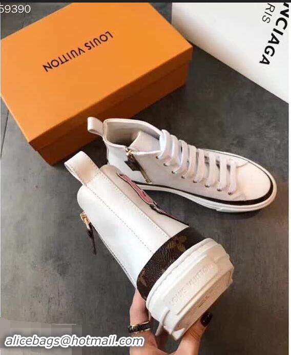 Hot Sell Louis Vuitton Digital Exclusive LV White Heart Sneaker Boots 1A4MZB 2018