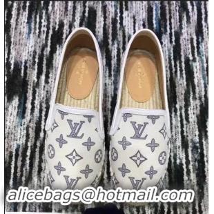 Grade Cheap Louis Vuitton Bidart Printed Canvas Monogram Espadrilles LV89501 White 2018