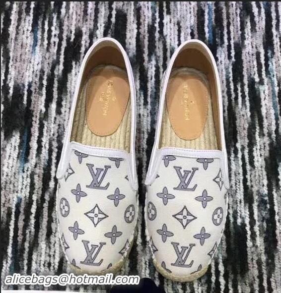 Grade Cheap Louis Vuitton Bidart Printed Canvas Monogram Espadrilles LV89501 White 2018