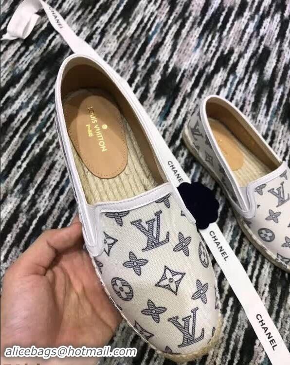 Grade Cheap Louis Vuitton Bidart Printed Canvas Monogram Espadrilles LV89501 White 2018