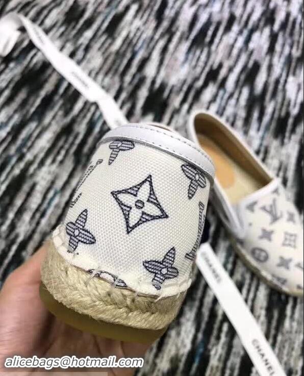 Grade Cheap Louis Vuitton Bidart Printed Canvas Monogram Espadrilles LV89501 White 2018