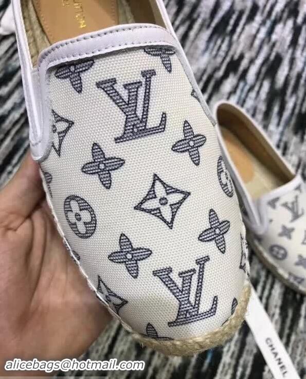 Grade Cheap Louis Vuitton Bidart Printed Canvas Monogram Espadrilles LV89501 White 2018