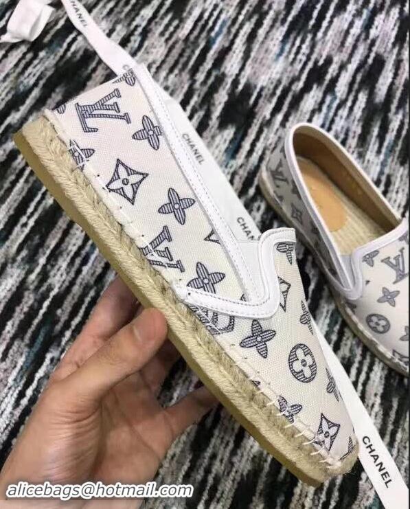 Grade Cheap Louis Vuitton Bidart Printed Canvas Monogram Espadrilles LV89501 White 2018