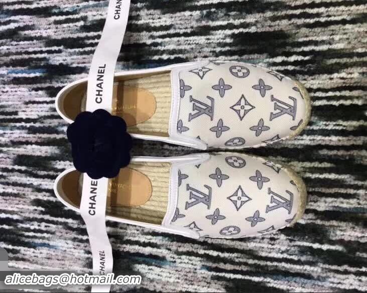 Grade Cheap Louis Vuitton Bidart Printed Canvas Monogram Espadrilles LV89501 White 2018