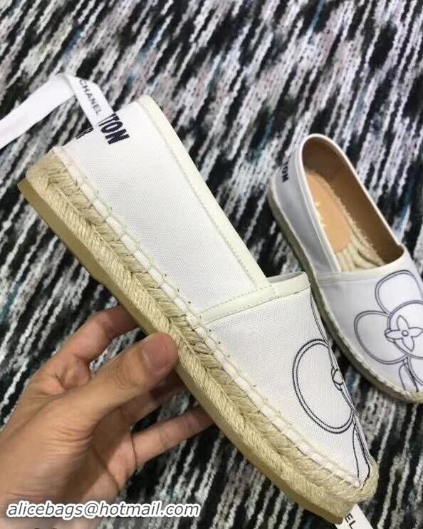 Purchase Discount Louis Vuitton Printed Canvas Espadrilles LV89506 White 2018